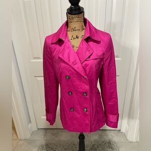 Banana Republic Fuchsia Double-Breasted Trench Coat Sz M